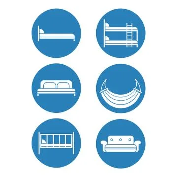 Children bed, soft sofa, double bedstead , two-story doss, summer hammock Stock Illustration