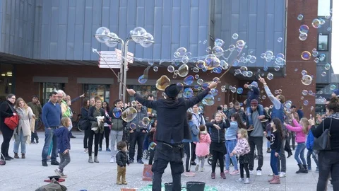 Children Being Happy Playing With Bubbles Stock Footage 95913604