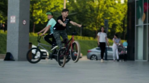 Children on bicycles Stock Footage 108556580