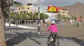 Children on a bike in Fuerteventura, Canary Islands (Gran Tarajal) HD Footage