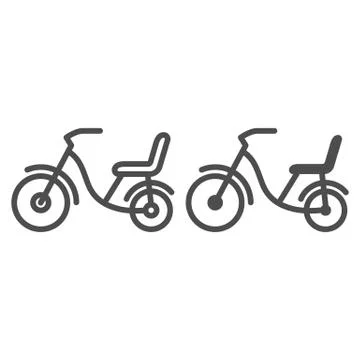 Children bike line and solid icon, childhood concept, Child bike sign on white Stock Illustration