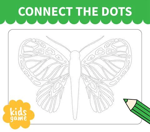 Children board game connect to dotted line for preschoolers and primary school Stock Illustration