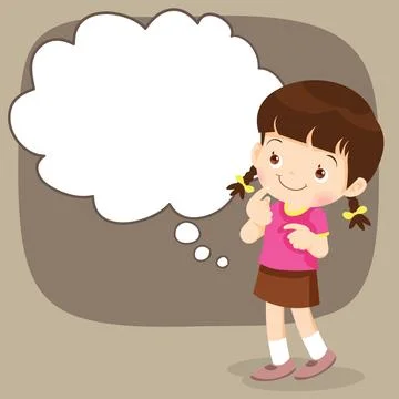 Children boy stand thinking actions Stock Illustration