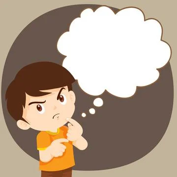 Children boy thinking actions Stock Illustration