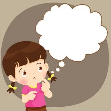 Children boy thinking actions Stock Illustration
