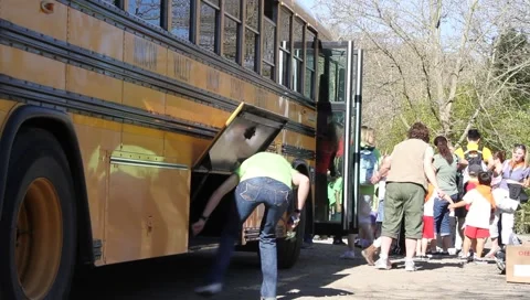 Children on bus field trip Stock Footage 2391117