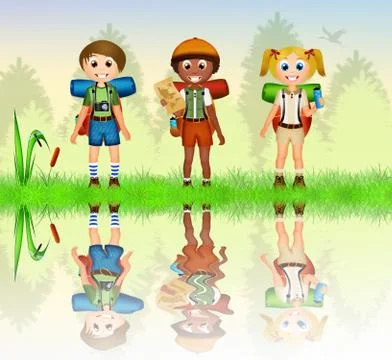 Children on camp Stock Illustration