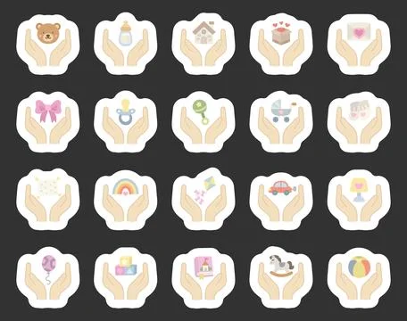 Children care icon set featuring teddy bear Stock Illustration