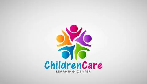 Children Care Logo. Vector Design Illustration Illustrazione stock