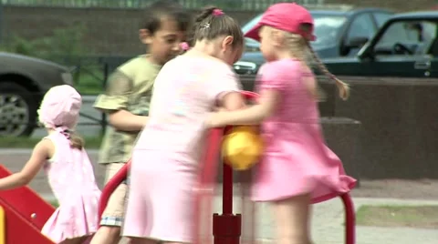 Children on the carousel Stock Footage 5071997
