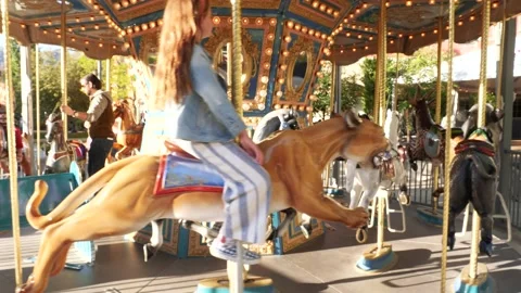 Children at the carousel Stock Footage 137823155