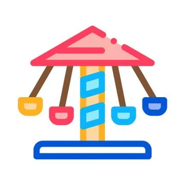 Children carousel icon vector outline illustration Illustrazione stock