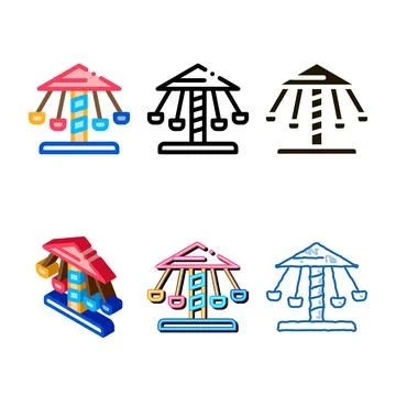 Children carousel icon vector outline stylized 库存插图
