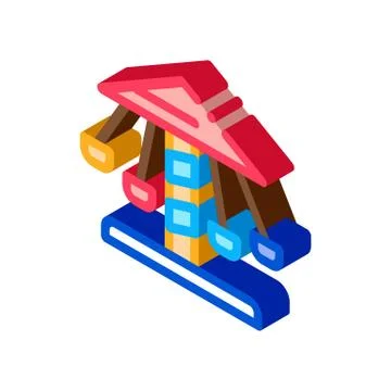 Children carousel isometric icon vector illustration Illustrazione stock