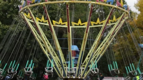 Children carousel in the park zone Stock Footage 68991276