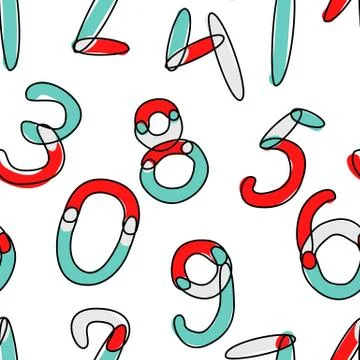 Children cartoon numbers pattern seamless Illustrazione stock