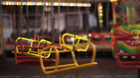 Children chain carousel attraction Stock Footage 33750845