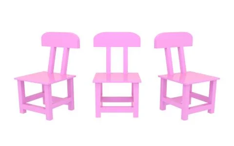 Children chair isolate white background for interior room . 3D rendering Illustrazione stock