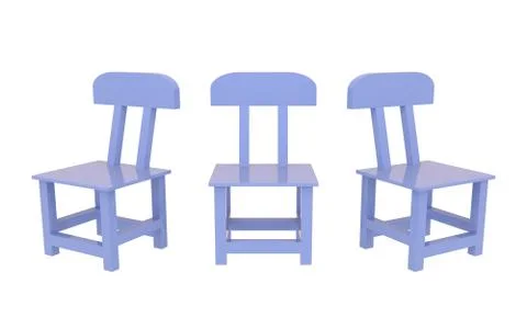 Children chair isolate white background for interior room . 3D rendering Illustrazione stock