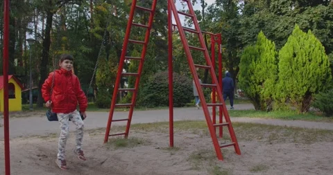 Children climbing in a park 库存影片 222917677