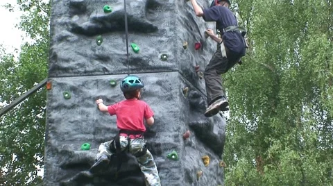 Children on Climbing Wall Stock Footage 995818