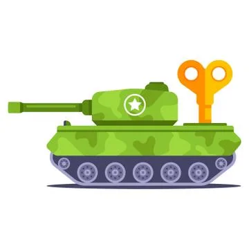 Children clockwork tank on a white background. Stock Illustration