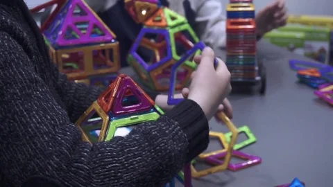 Children collect a constructor Stock Footage 82584490