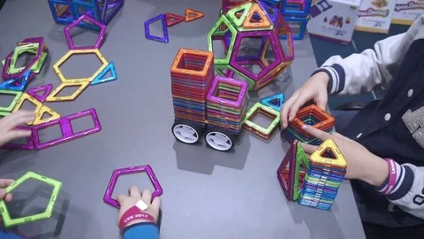 Children collect a constructor Stock Footage 82584533