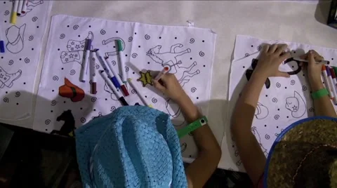 Children coloring Stock Footage 918641