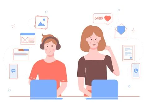 Children at the computer desk. イラスト素材