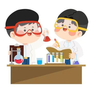Children conducting science experiment in laboratory Stock Illustration