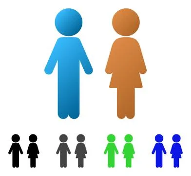 Children Couple Flat Gradient Icon Stock Illustration