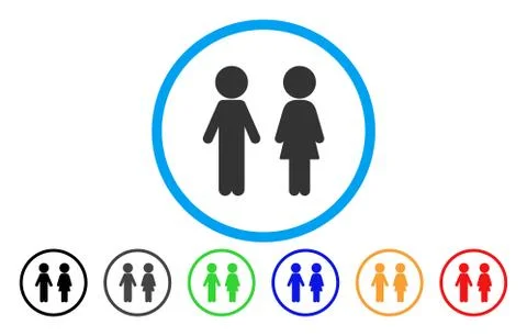 Children Couple Rounded Icon 스톡 일러스트
