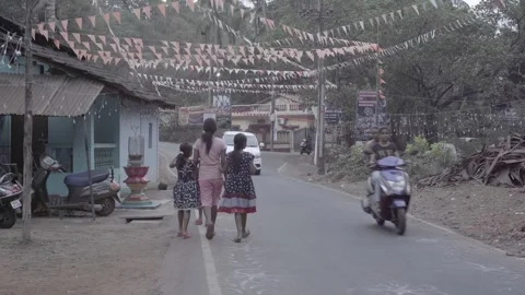 Children crossing the road. Stock Footage 295922919