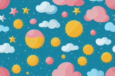Children cute weather seamless pattern. Beautiful decoration. Weather desig.. Stockillustratie