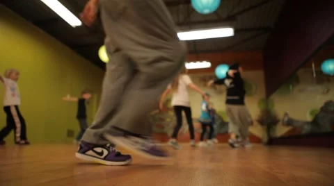 Children dance and jump in exercise class Stock Footage 47449373