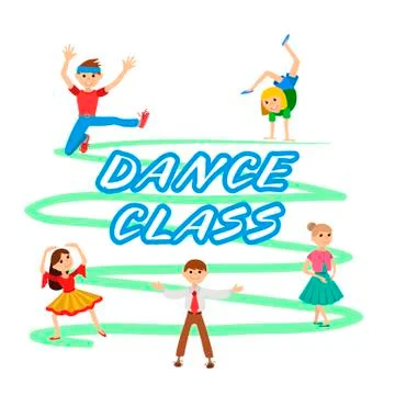 Children dancing round icons set vector illustration Stock Illustration