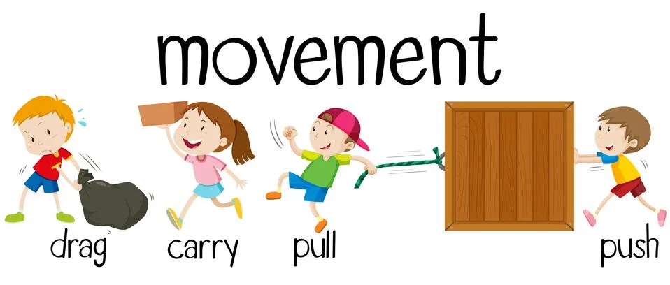 Children in different movement Stock Illustration