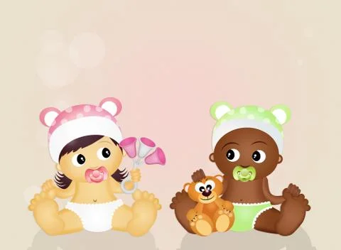 Children of different races Stock Illustration