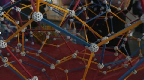 Children discovering geometric principles at a science fair. Stock Footage 50033194