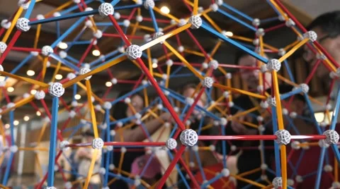 Children discovering geometric principles at a science fair. Stock Footage 50033899