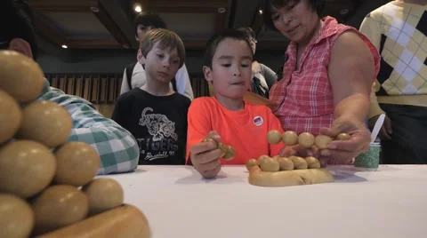 Children discovering mathematical principles at a science fair. Stock Footage 50032841