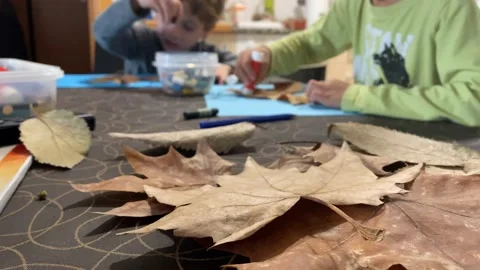 Children doing crafts during quarantine Stock Footage 143236589