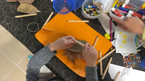 Children doing crafts during quarantine Stock Footage 143236920