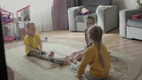 Children doing exercises at home Stock Footage 154603568