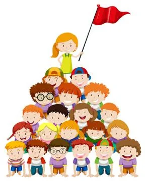 Children doing human pyramid Stock Illustration
