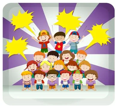 Children doing human pyramid Stock Illustration