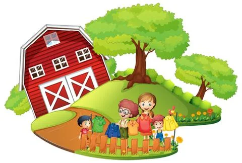 Children doing laundry at home Stock Illustration