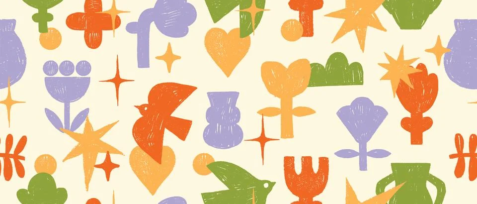 Children doodle seamless pattern, cute childish vector background print 스톡 일러스트