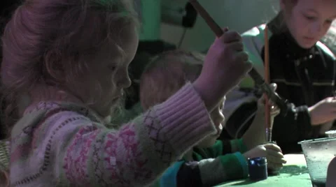 Children draw Stock Footage 1183045